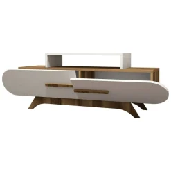 Mobile TV noce e bianco 145x37x37h cm 2 ante - Matsu
