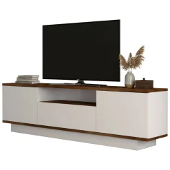 Mobile TV noce e bianco 160x30x45h cm 3 ante - Fortunata