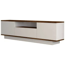 Mobile TV noce e bianco 160x30x45h cm 3 ante - Fortunata