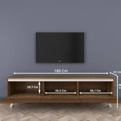 Mobile TV noce e bianco 180x35x48h cm 3 ante - Apatite