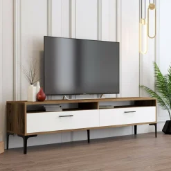 Mobile TV noce e bianco 47x35x180h cm modulabile - Angiari