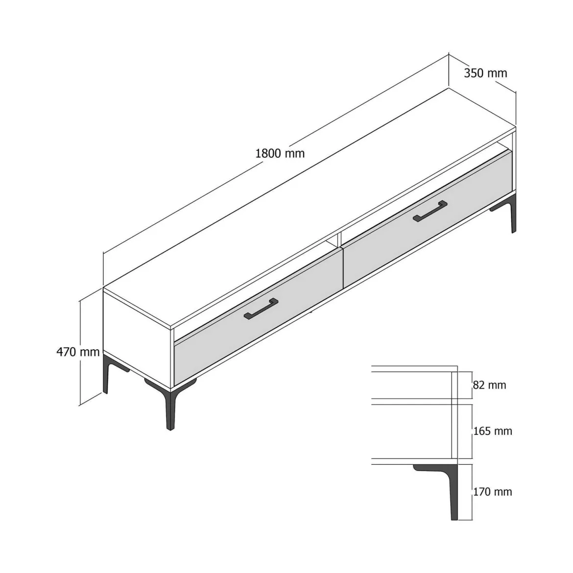 Mobile TV noce e bianco 47x35x180h cm modulabile - Angiari