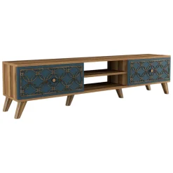 Mobile TV noce e blu 180x35x44h cm 2 ante - Albonese