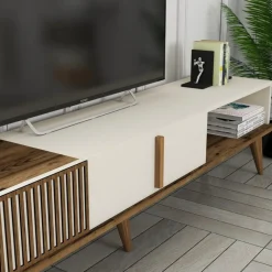 Mobile TV noce e crema 180x35x40h cm 2 ante - Gordon