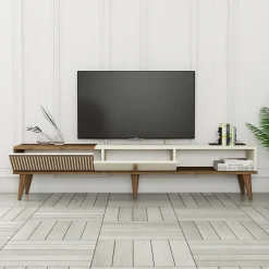 Mobile TV noce e crema 180x35x40h cm 2 ante - Gordon