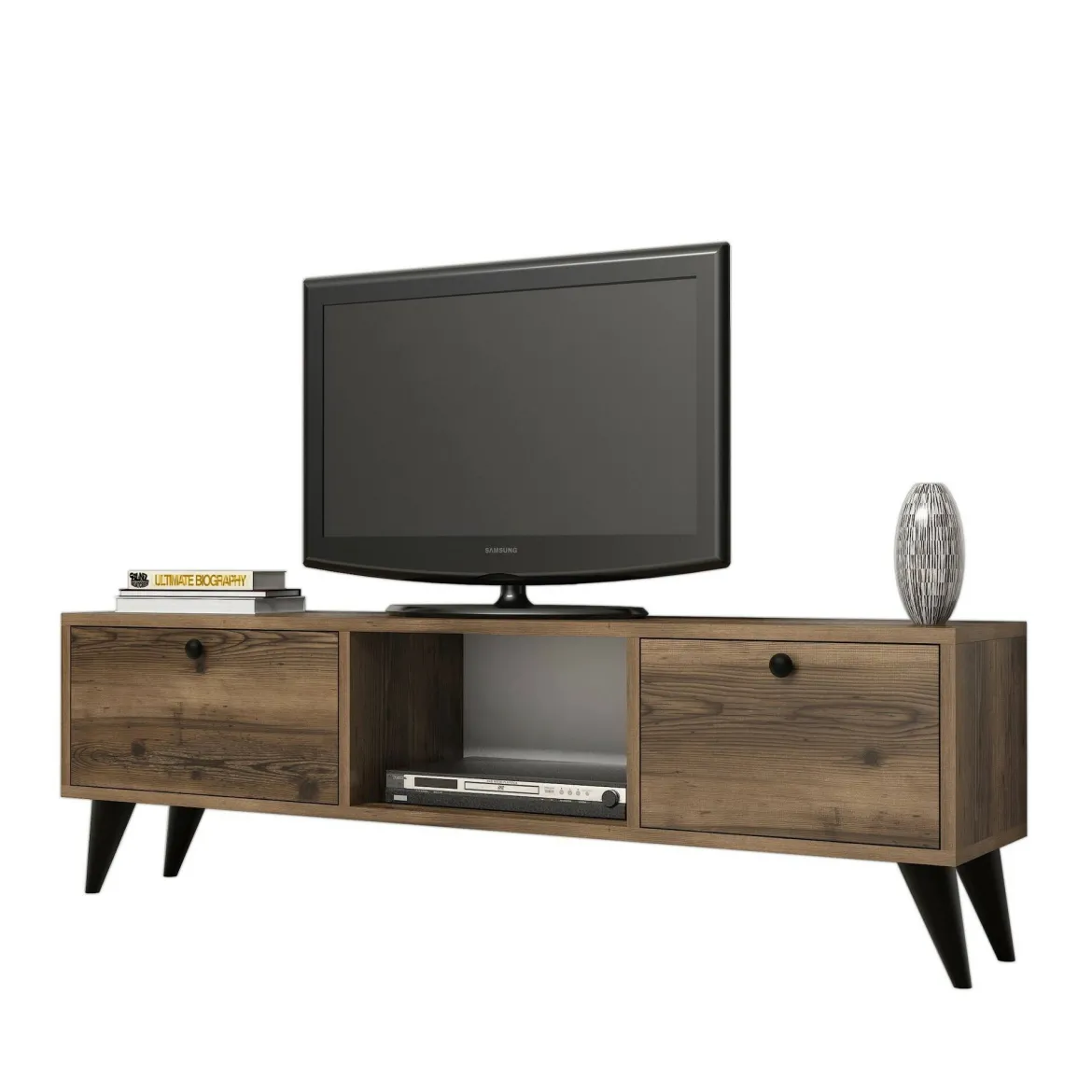 Mobile TV noce e nero 138x29x42h cm 2 ante - Bloem