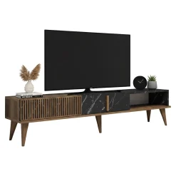 Mobile TV noce e nero 180x35x40h cm in legno - Gordon
