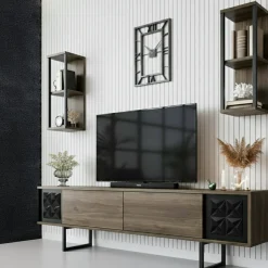 Mobile TV noce e nero 180x30x48h cm modulabile - Axa