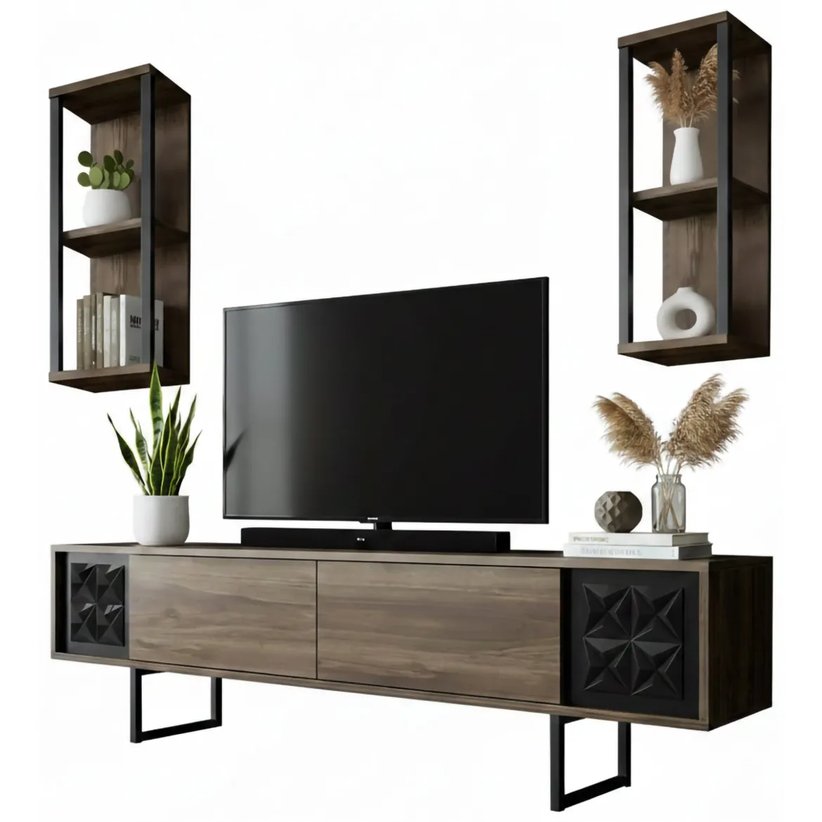 Mobile TV noce e nero 180x30x48h cm modulabile - Axa