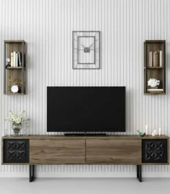Mobile TV noce e nero 180x30x48h cm modulabile - Axa