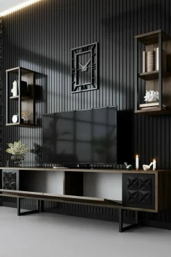Mobile TV noce e nero 180x30x48h cm modulabile - Axa