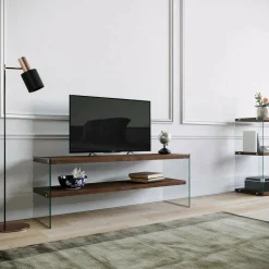 Mobile TV noce scuro 120x35x45h cm in legno - Italia