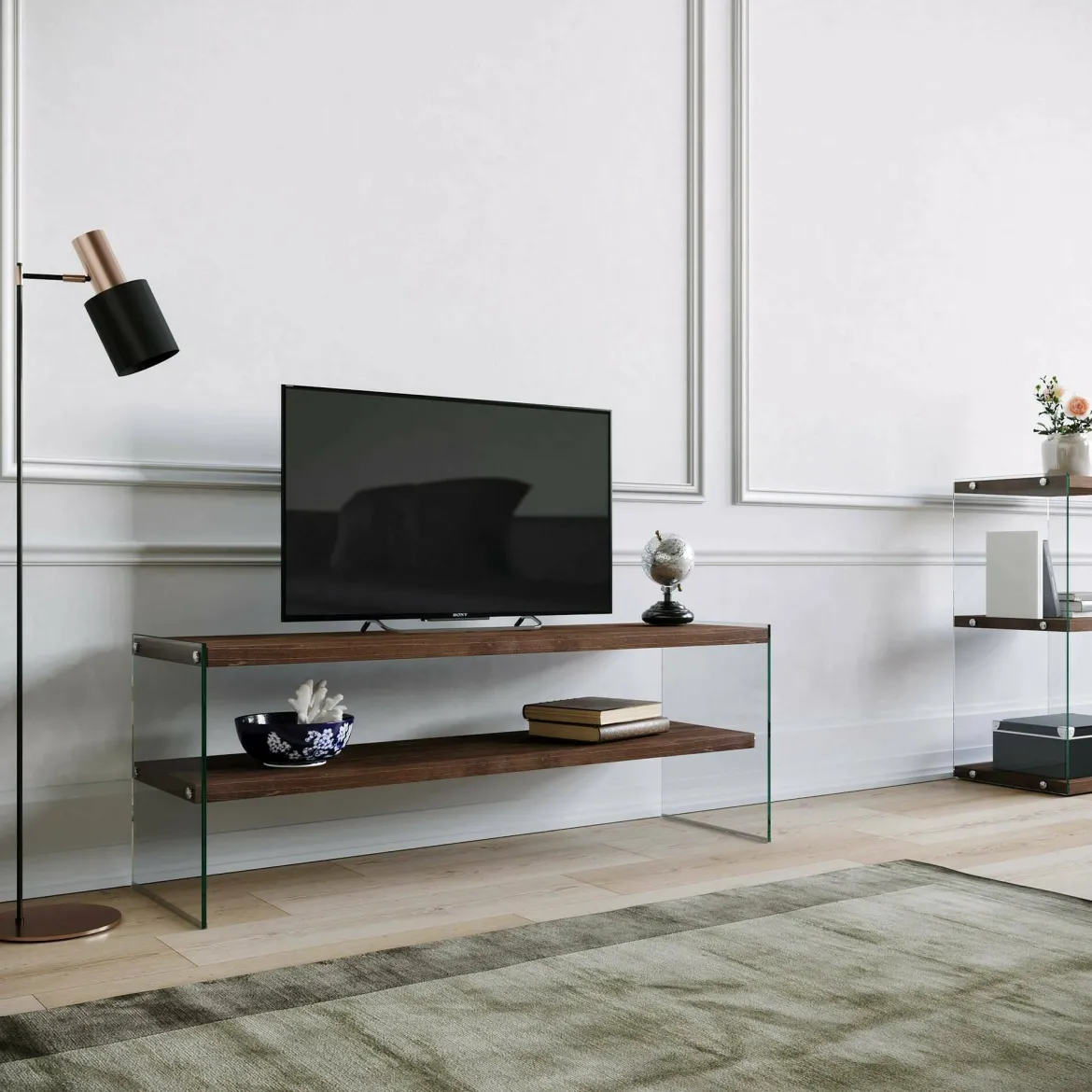 Mobile TV noce scuro 120x35x45h cm in legno - Italia