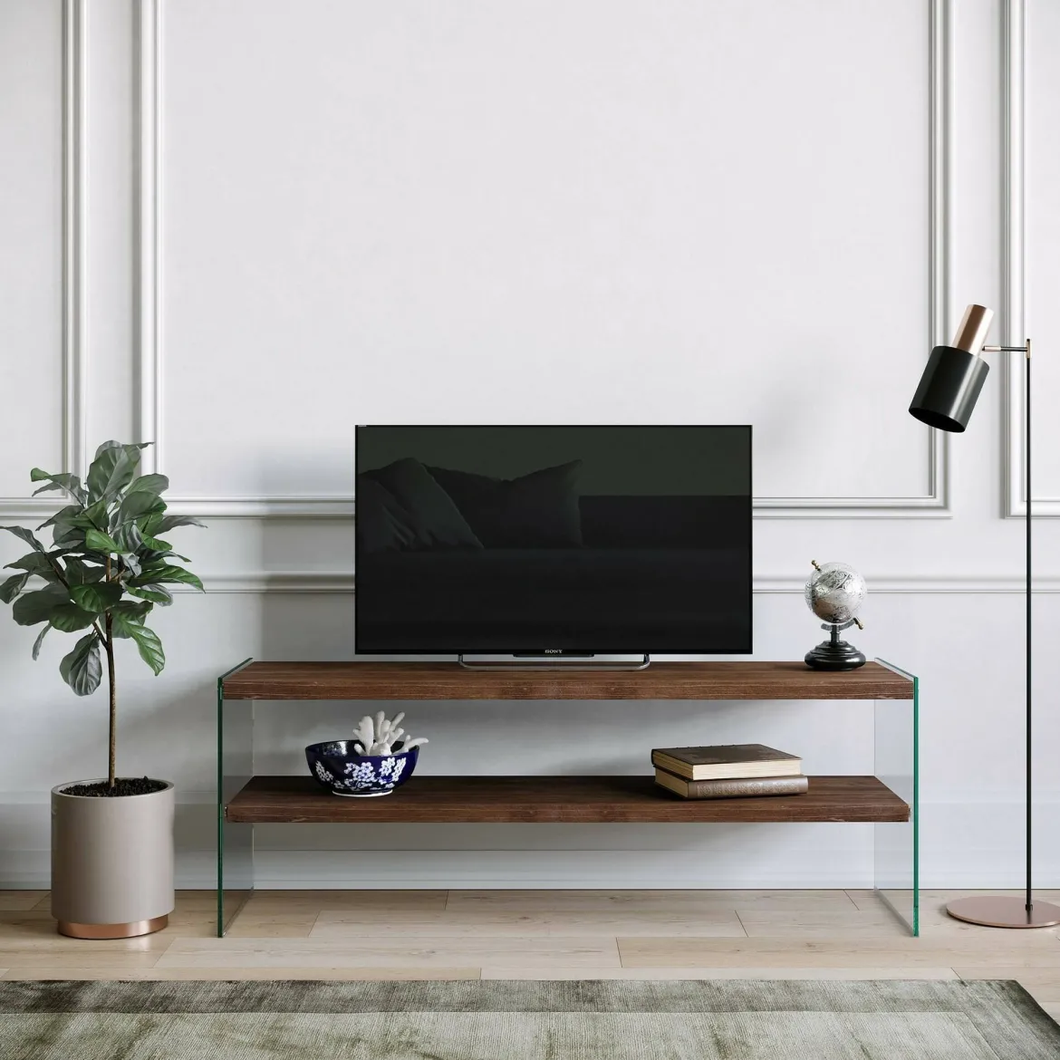 Mobile TV noce scuro 120x35x45h cm in legno - Italia