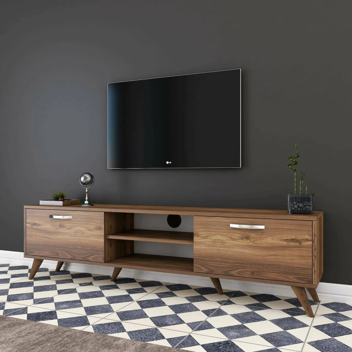 Mobile TV noce 180x35x48h cm 2 ante - Avir
