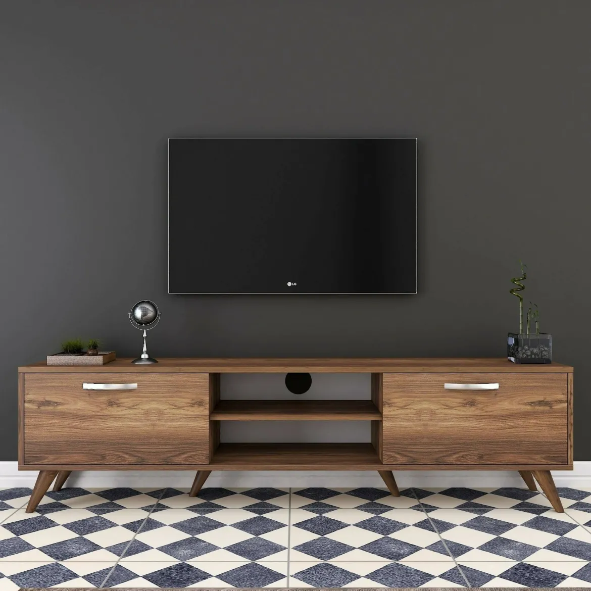 Mobile TV noce 180x35x48h cm 2 ante - Avir