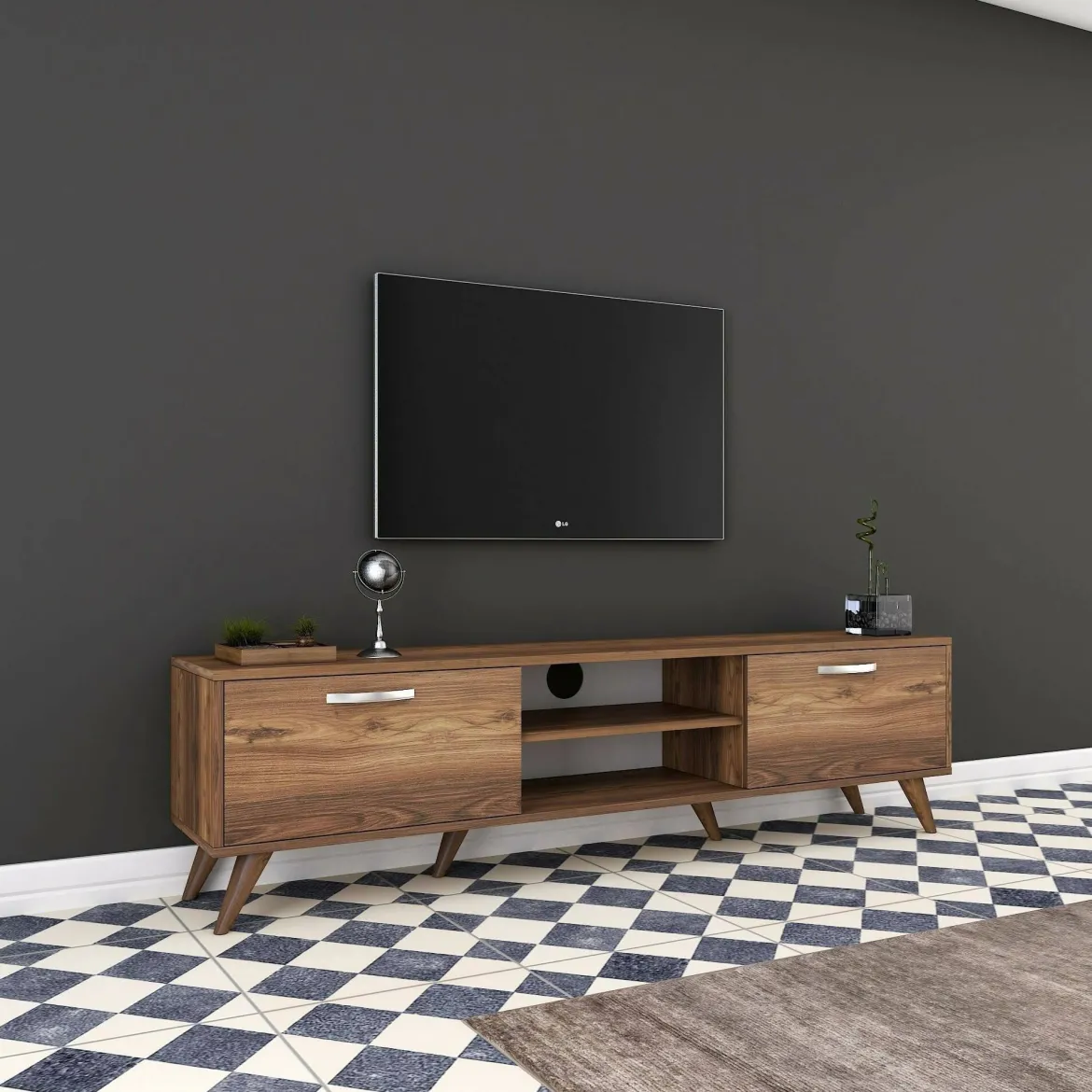 Mobile TV noce 180x35x48h cm 2 ante - Avir