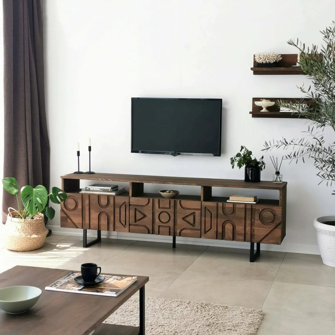 Mobile TV noce 170x30x40h cm 3 ante - Barete
