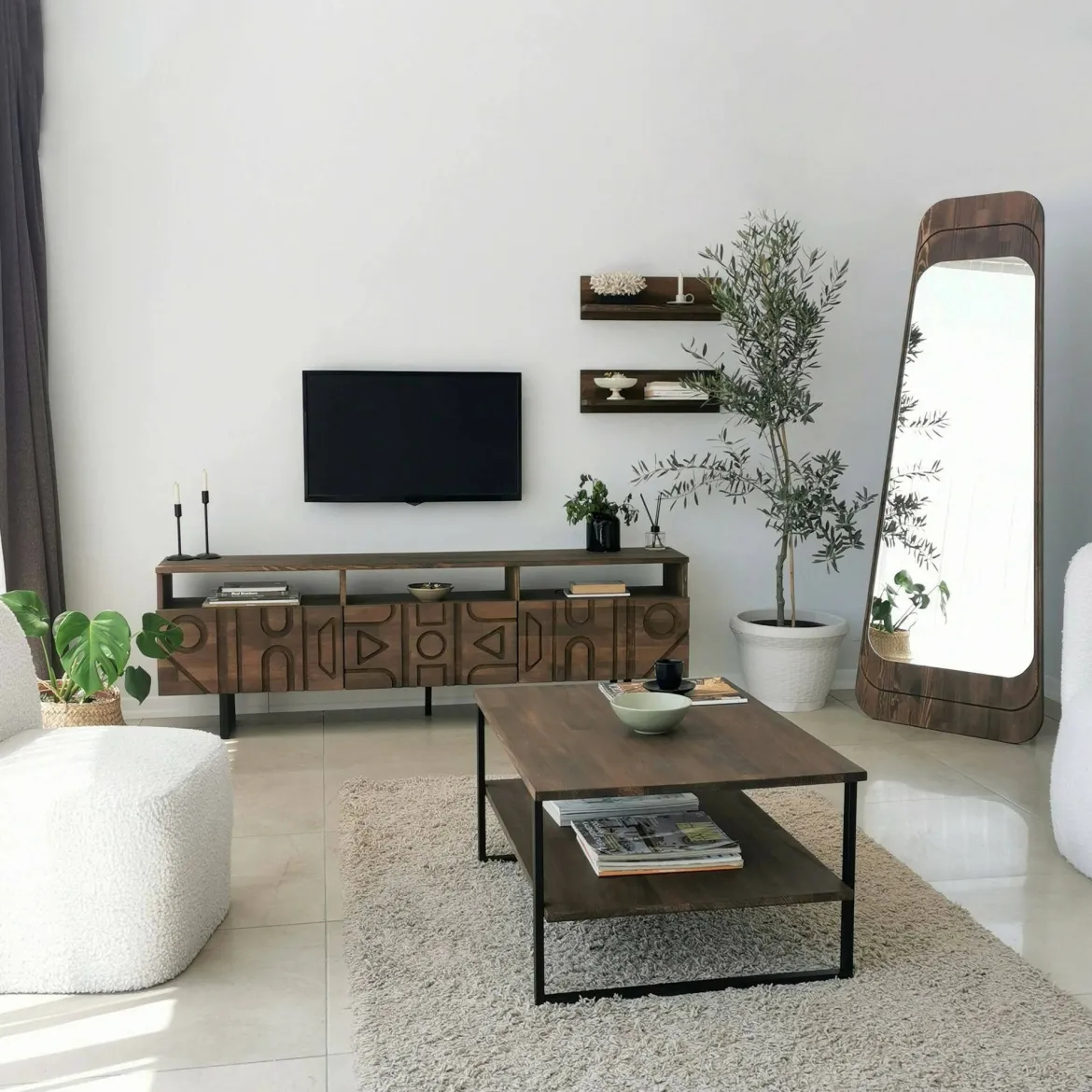 Mobile TV noce 170x30x40h cm 3 ante - Barete