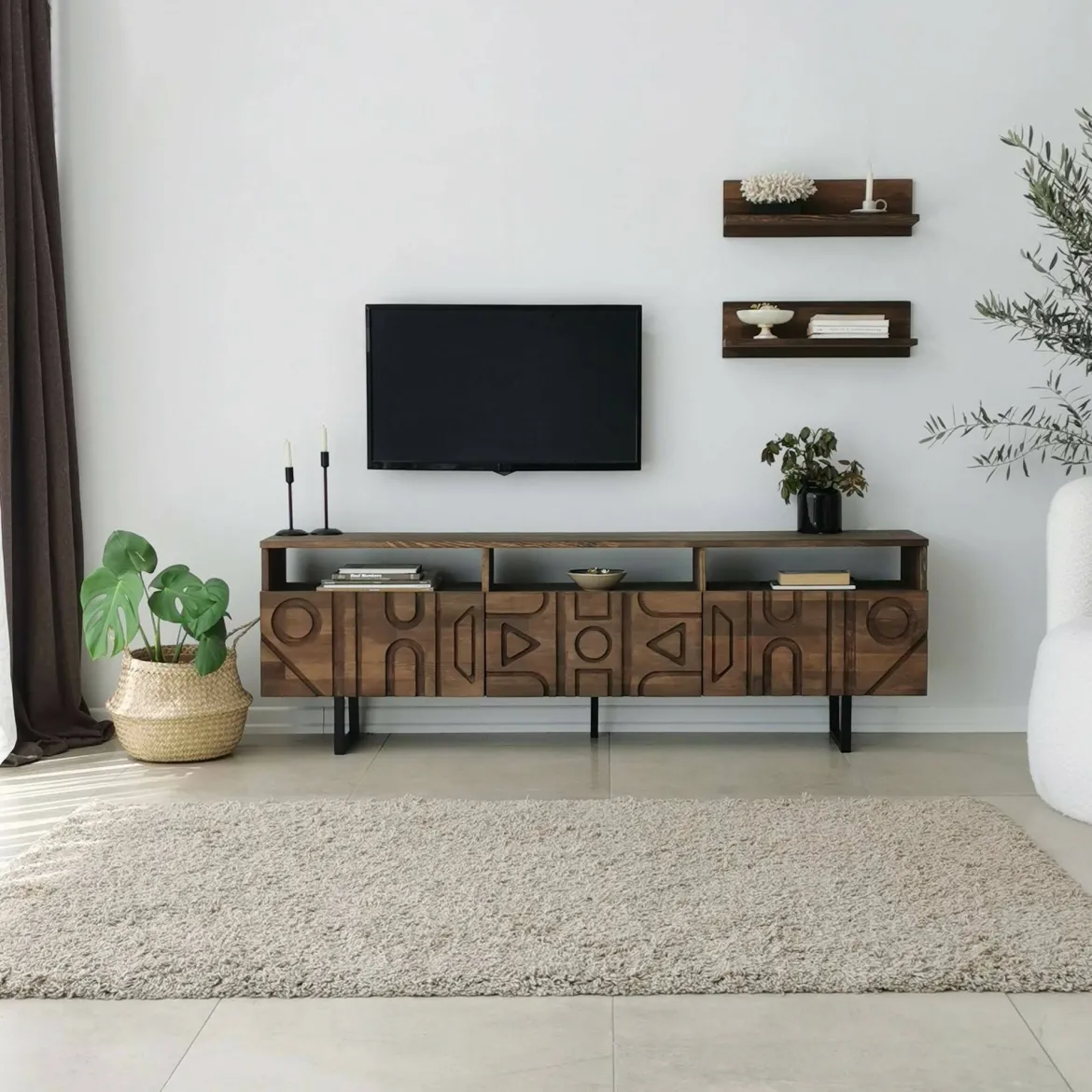 Mobile TV noce 170x30x40h cm 3 ante - Barete