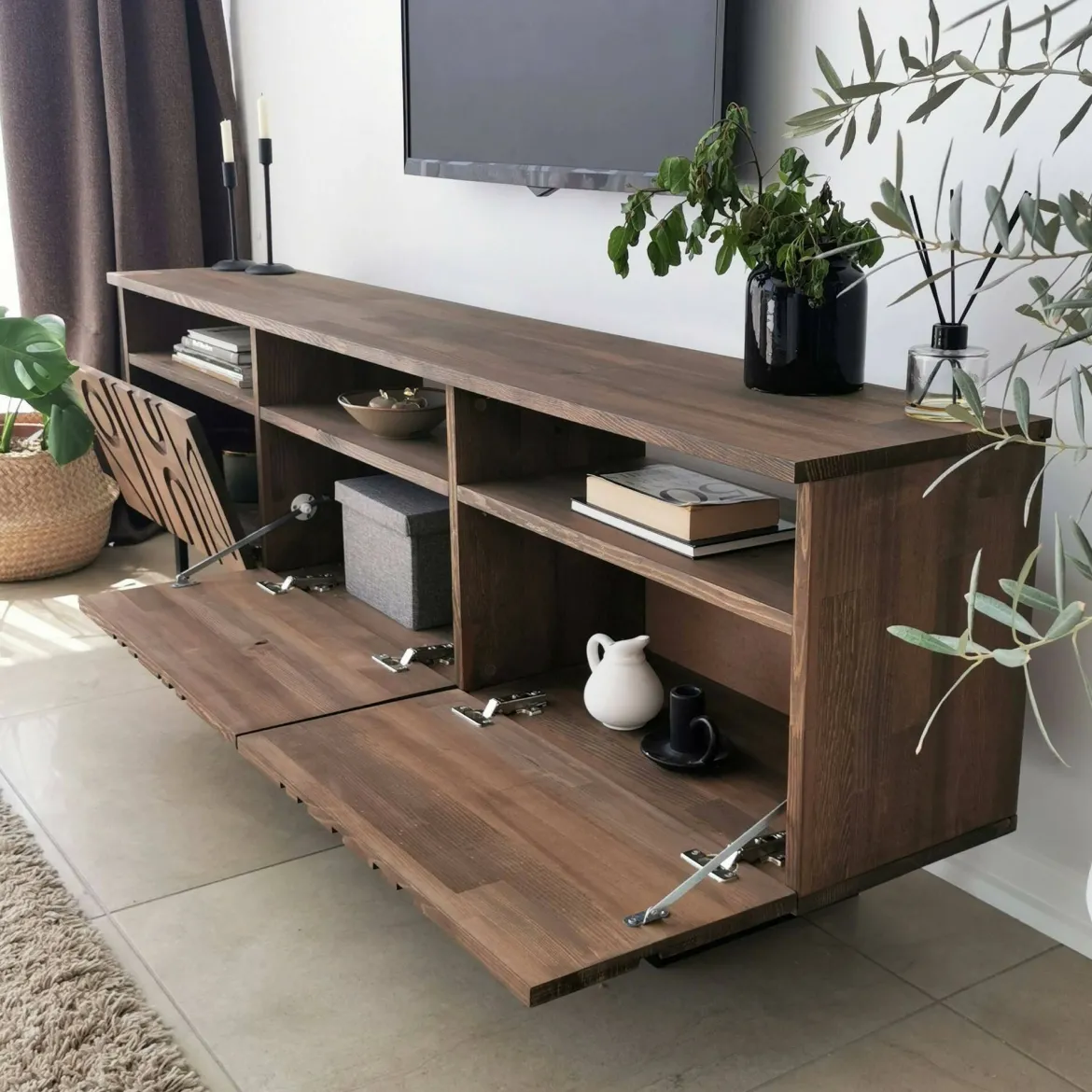 Mobile TV noce 170x30x40h cm 3 ante - Barete