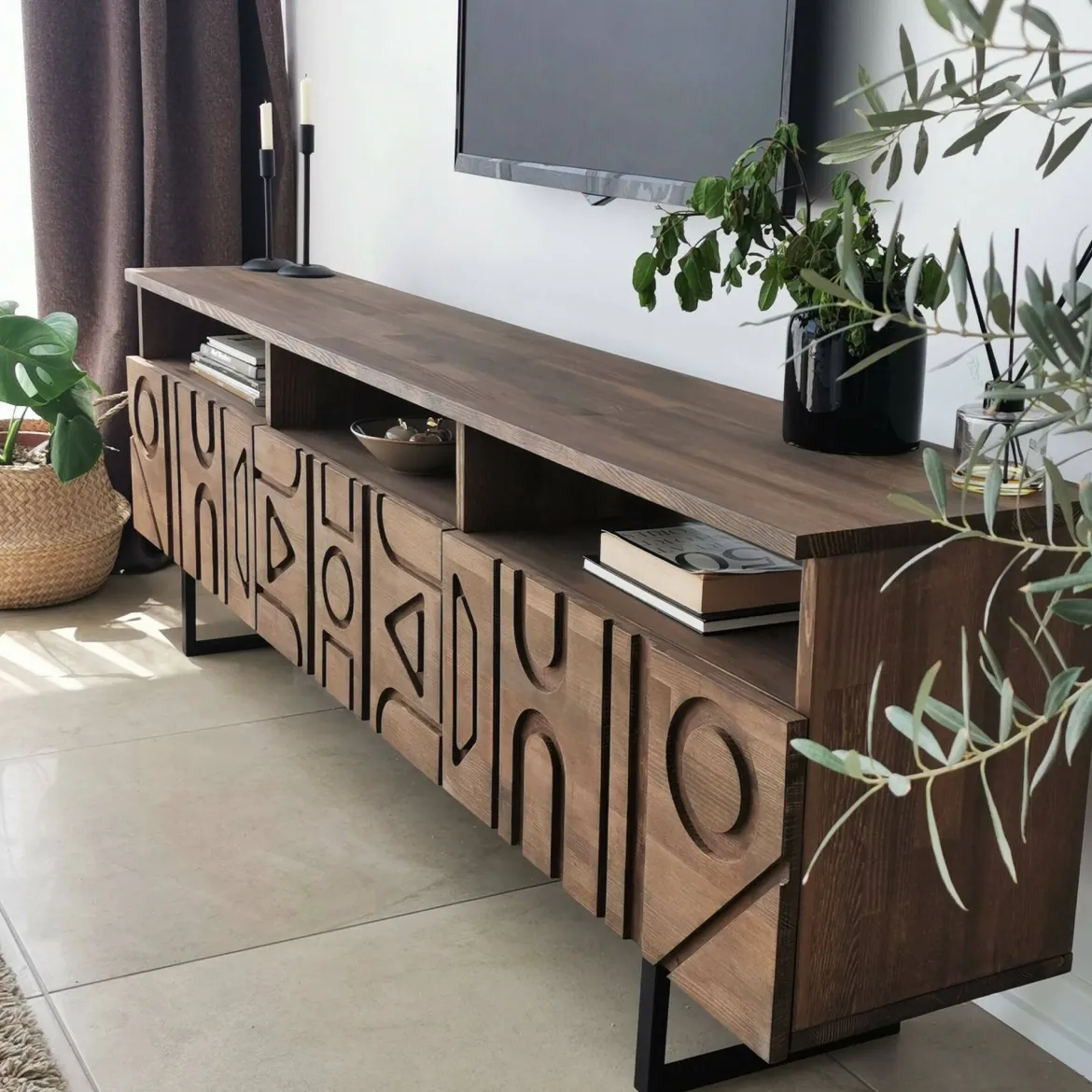 Mobile TV noce 170x30x40h cm 3 ante - Barete