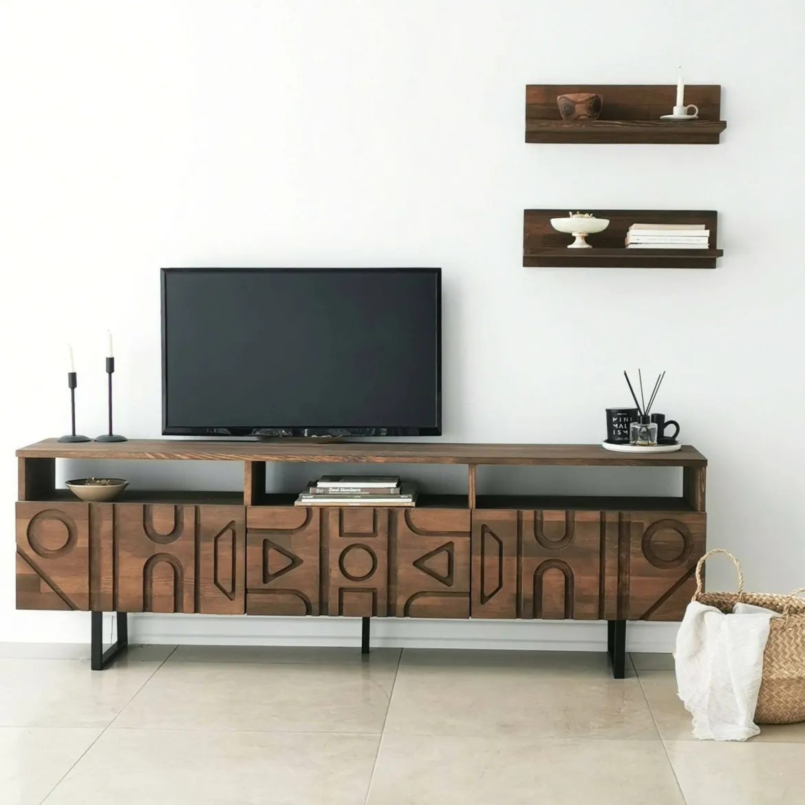 Mobile TV noce 170x30x40h cm 3 ante - Barete