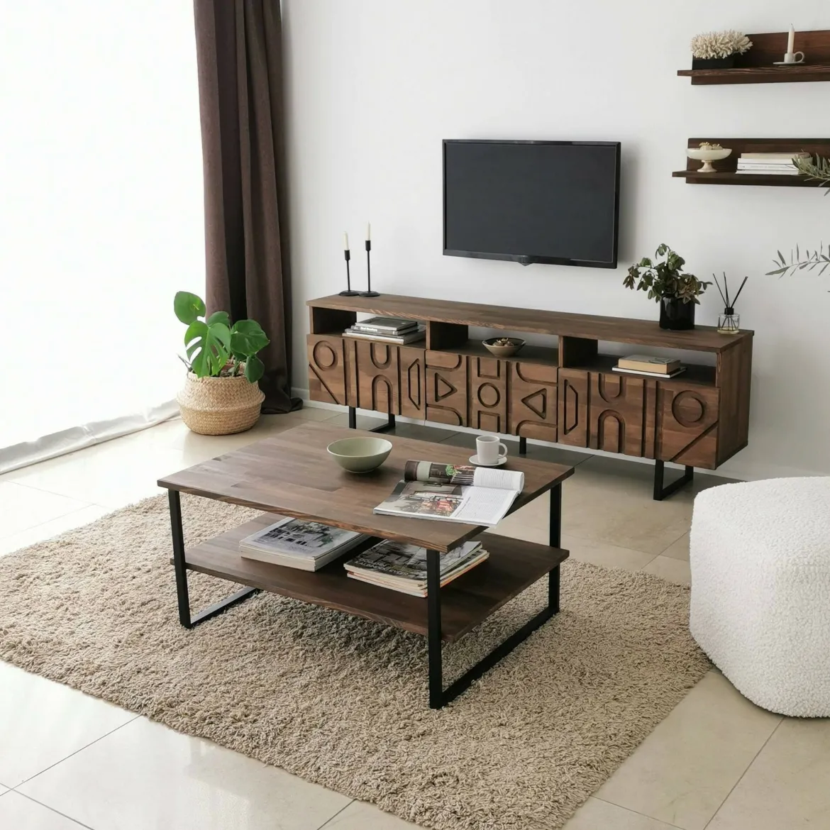 Mobile TV noce 170x30x40h cm 3 ante - Barete