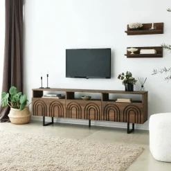 Mobile TV noce 170x30x40h cm 3 ante in legno - Barbania