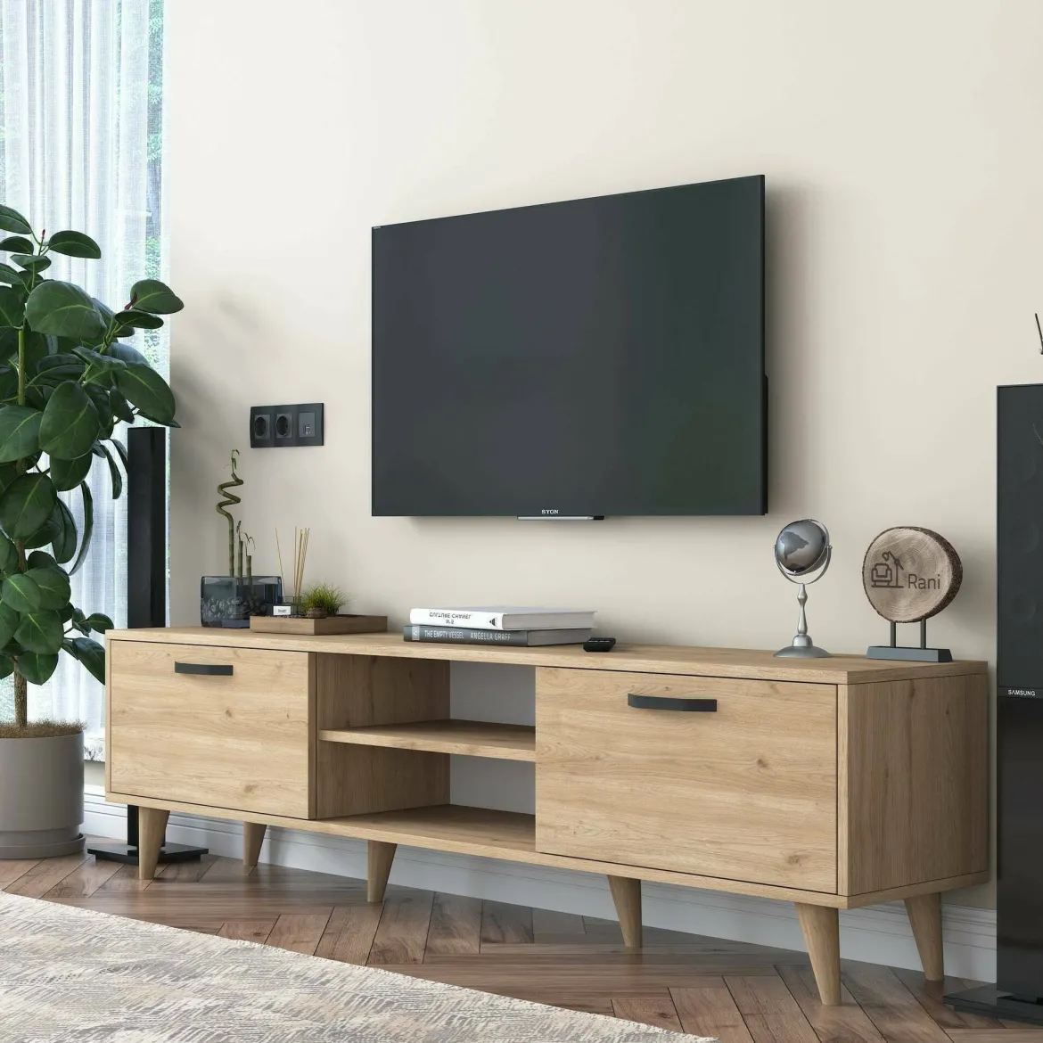 Mobile TV noce 180x35x48h cm modulabile - Messalina
