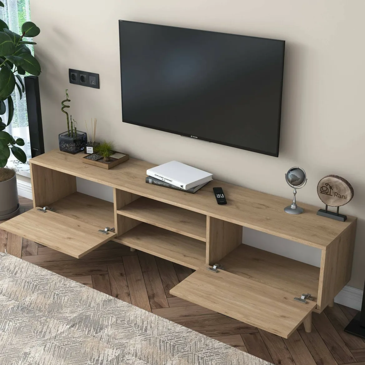 Mobile TV noce 180x35x48h cm modulabile - Messalina