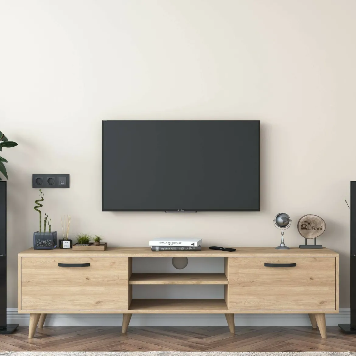 Mobile TV noce 180x35x48h cm modulabile - Messalina