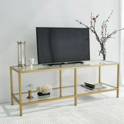 Mobile TV oro 130x40x45h cm in metallo - Donata