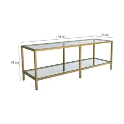 Mobile TV oro 130x40x45h cm in metallo - Donata
