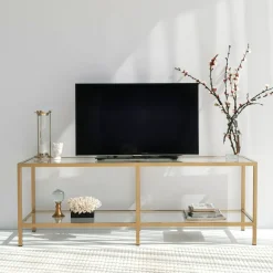 Mobile TV oro 130x40x45h cm in metallo - Donata