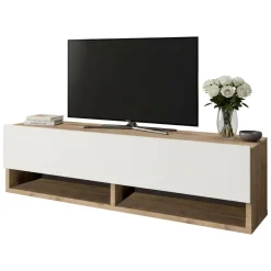 Mobile TV quercia e bianco 180x31x29h cm 2 ante - Compasso