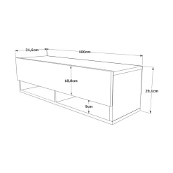 Mobile TV quercia e bianco 180x31x29h cm 2 ante - Compasso