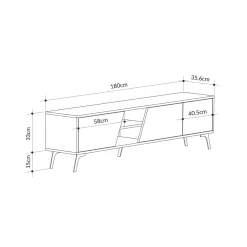 Mobile TV quercia e bianco 180x44x44h cm 3 ante - Asellina