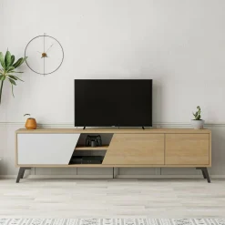 Mobile TV quercia e bianco 180x44x44h cm 3 ante - Asellina