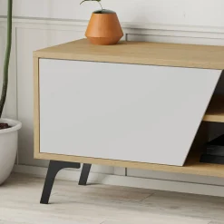 Mobile TV quercia e bianco 180x44x44h cm 3 ante - Asellina