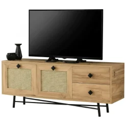Mobile TV quercia e nero 140x40x60h cm 2 ante e 2 cassetti - Apollinare