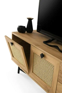 Mobile TV quercia e nero 147x41x54h cm 2 ante e 1 cassetto - Duchi