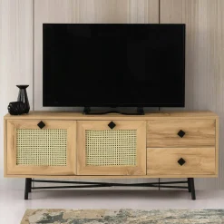 Mobile TV quercia e nero 147x41x54h cm 2 ante e 1 cassetto - Duchi