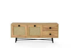 Mobile TV quercia e nero 147x41x54h cm 2 ante e 1 cassetto - Duchi