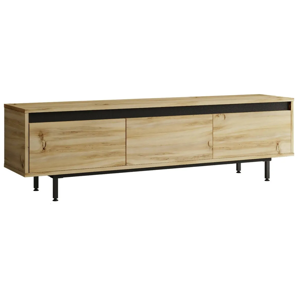 Mobile TV quercia e nero 180x40x60h cm 3 ante - Assemini