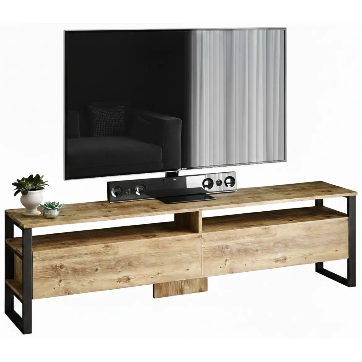 Mobile TV quercia 180x35x56h cm 2 ante - Khartum