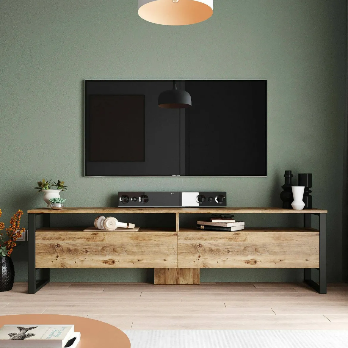 Mobile TV quercia 180x35x56h cm 2 ante - Khartum