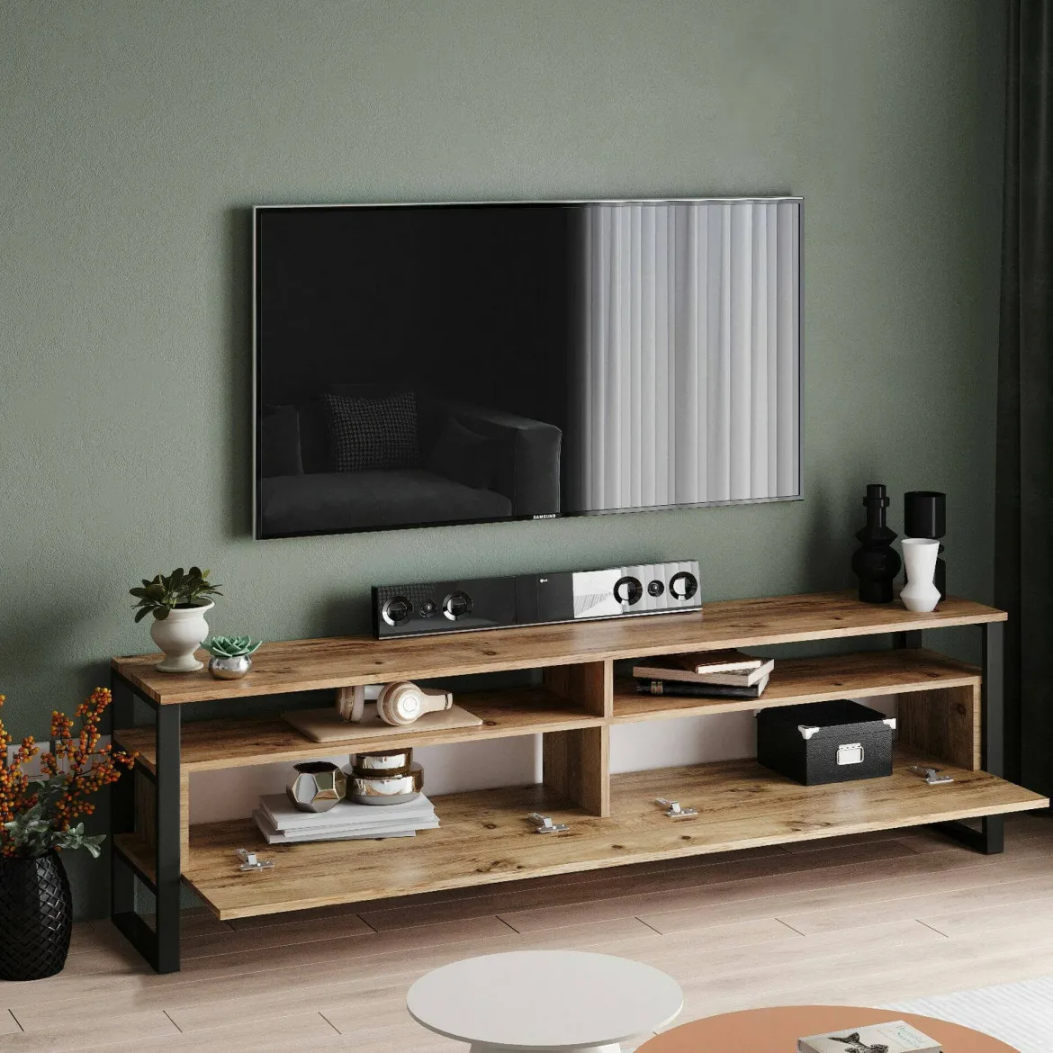 Mobile TV quercia 180x35x56h cm 2 ante - Khartum