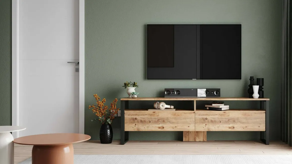 Mobile TV quercia 180x35x56h cm 2 ante - Khartum