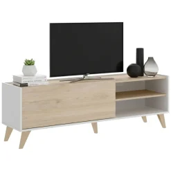 Mobile TV rovere e bianco 155x43x47h cm modulabile - Allesia